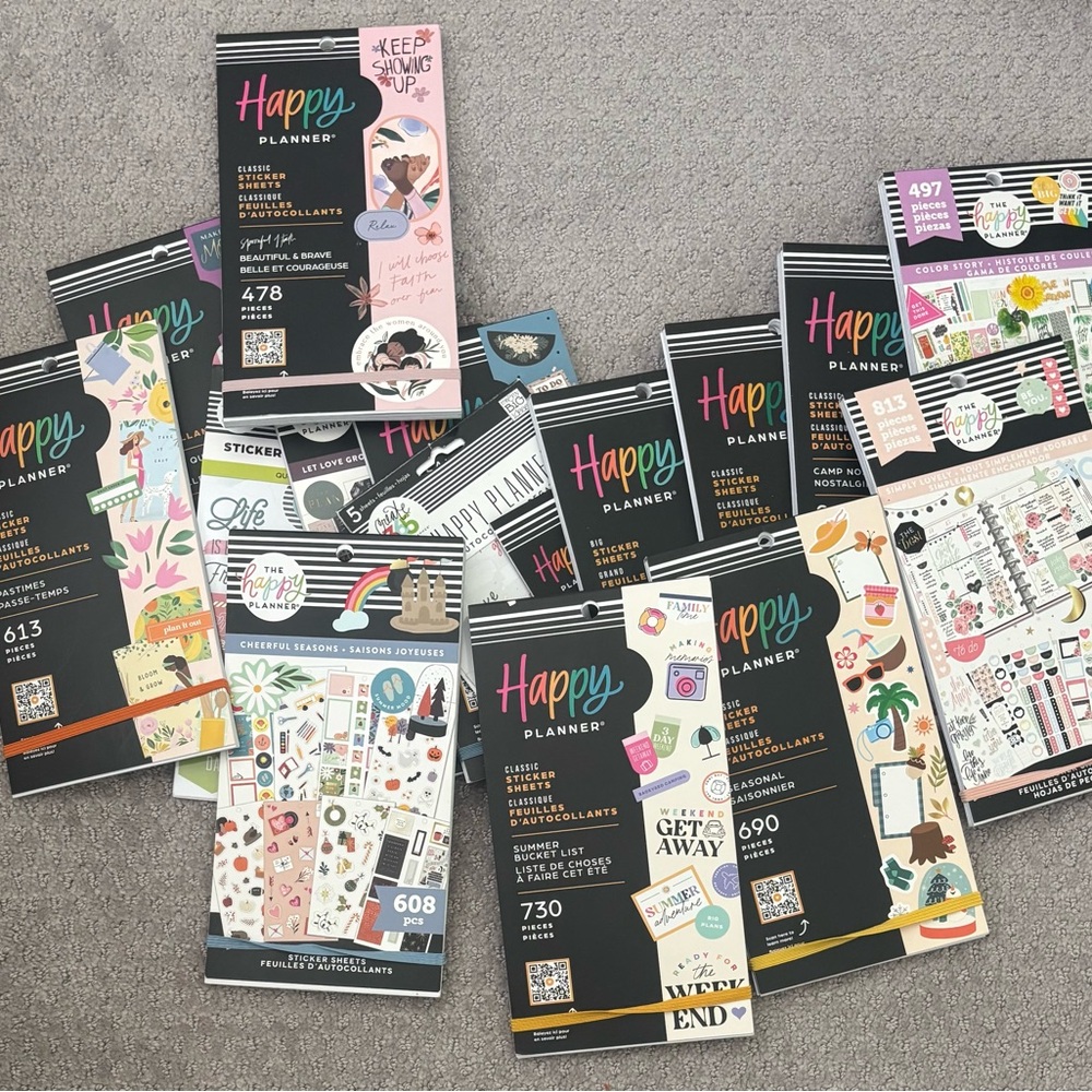 Happy Planner Destash. 5 Mystery Sticker used Books and possibly washi!